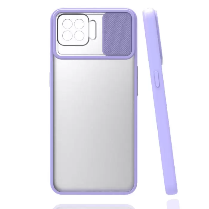 Oppo Reno 4 Lite Kılıf Lopard Slayt Sürgülü Kamera Korumalı Renkli Silikon Kapak