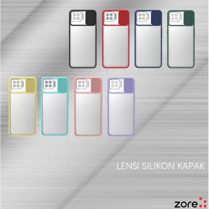 Oppo Reno 4 Lite Kılıf Lopard Slayt Sürgülü Kamera Korumalı Renkli Silikon Kapak