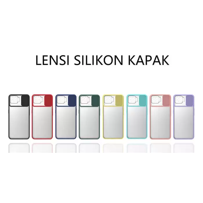 Oppo Reno 4 Lite Kılıf Lopard Slayt Sürgülü Kamera Korumalı Renkli Silikon Kapak