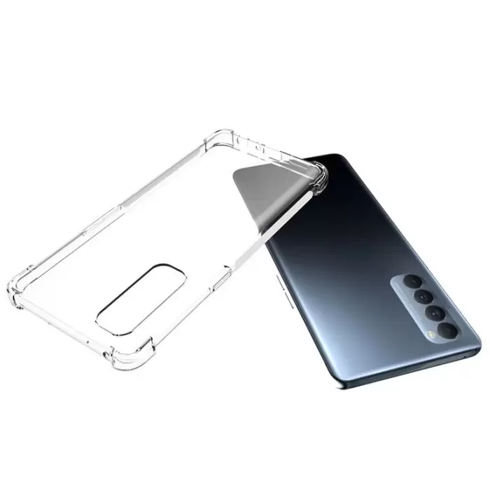 Oppo Reno 4 Pro 4G Kılıf Lopard Nitro Antishock Köşe Koruma Darbe Emici Şeffaf Orjinal Doku Silikon