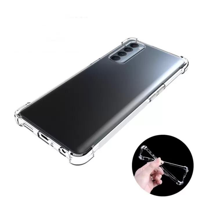 Oppo Reno 4 Pro 4G Kılıf Lopard Nitro Antishock Köşe Koruma Darbe Emici Şeffaf Orjinal Doku Silikon