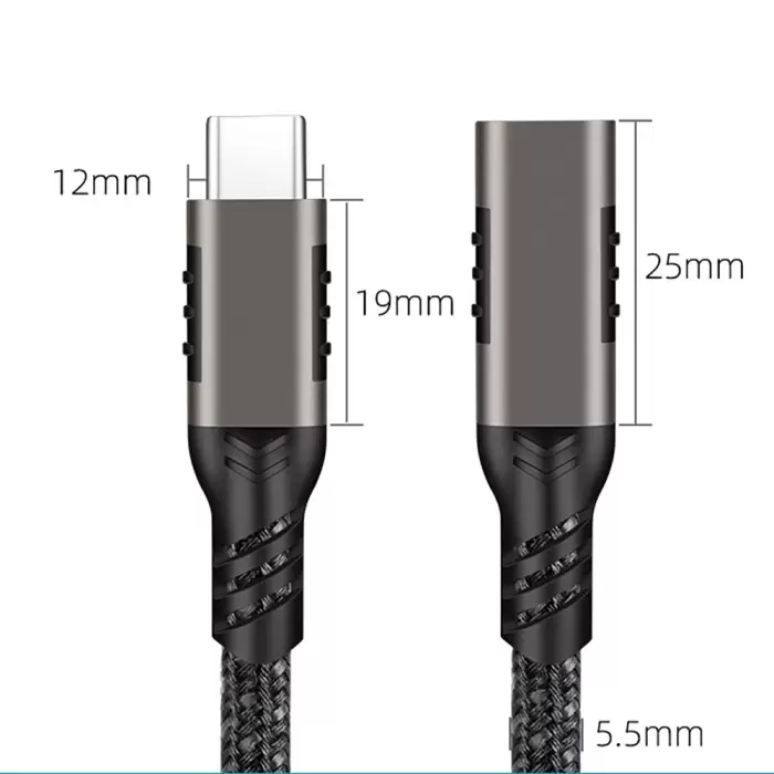 Qgeem Extension Usb3.2 Type-c Pd Uzatma Kablosu 100w 20gbps 4k@60hz 1 Metre