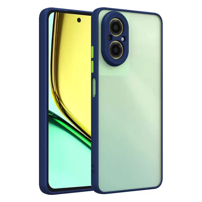 Realme 12 Lite Kılıf Renkli Tuşlu Mat Parmak Izi Yapmaz Kamera Korumalı Sert Silikon Kapak Hux