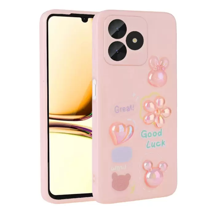 Realme C53 Kılıf Kabartma Figürlü Parlak Lopard Toys Silikon Kapak