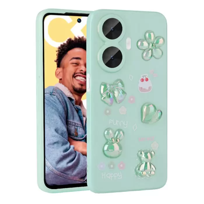 Realme C55 Kılıf Kabartma Figürlü Parlak Lopard Toys Silikon Kapak