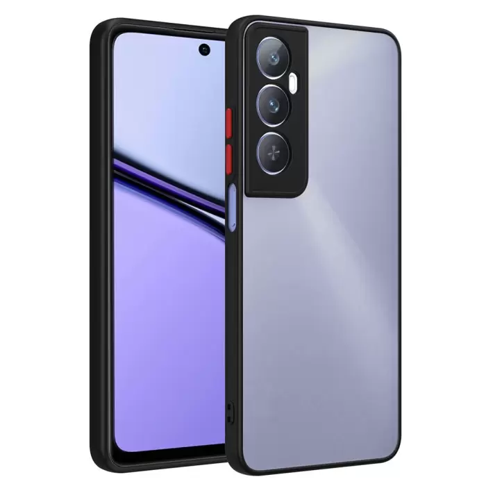 Realme C65 4G Kılıf Renkli Tuşlu Mat Parmak Izi Yapmaz Kamera Korumalı Sert Silikon Kapak Hux