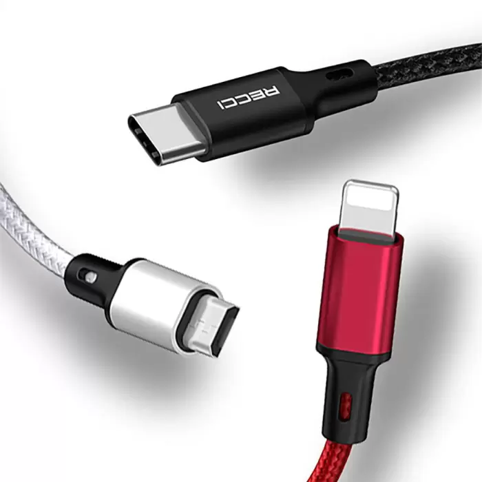 Recci Rcs-d120 Fast Wind Series 3in1 Usb-a To Lightning – Type-c – Micro Şarj Ve Data Kablosu 1.2m