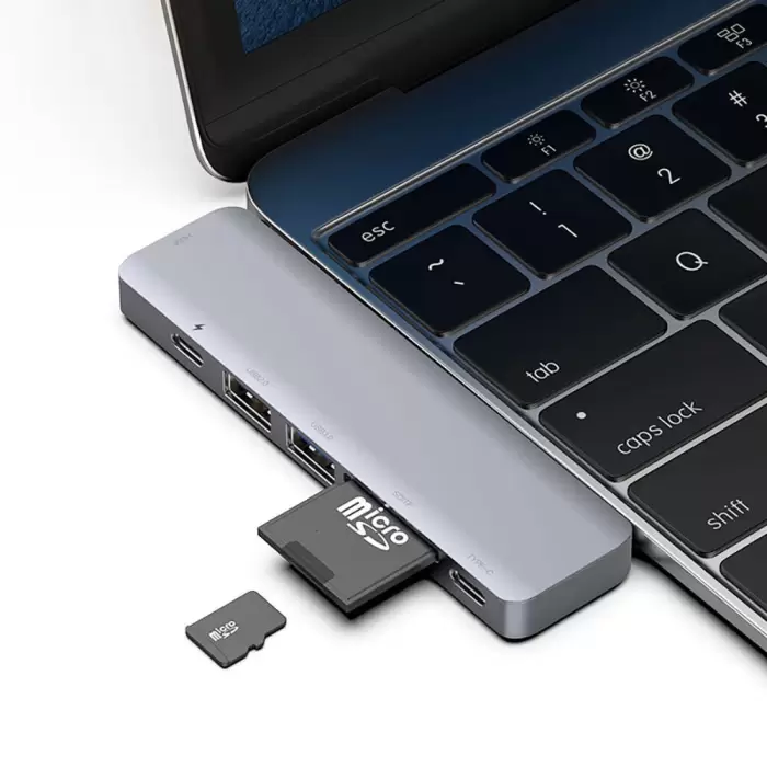 Recci Rh08 Type-c To Type-c + Sd/tf + Usb3.0 + Usb2.0 + Hdmı + Thunderbolt 3 Bağlantılı 7in2 Hub