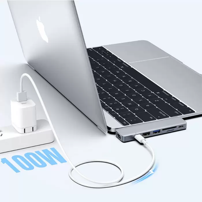 Recci Rh08 Type-c To Type-c + Sd/tf + Usb3.0 + Usb2.0 + Hdmı + Thunderbolt 3 Bağlantılı 7in2 Hub