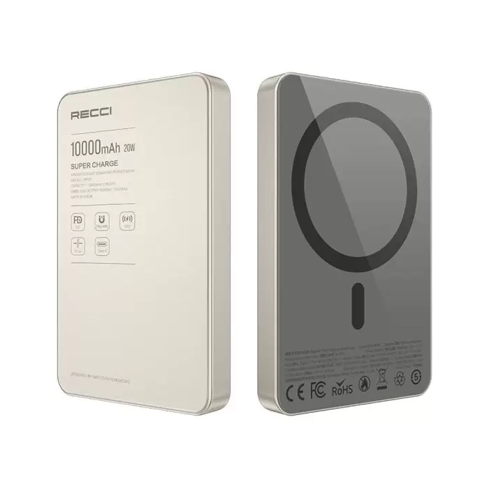 Recci Rp26 Pd 20w Ultra İnce Hızlı Şarj  Wireless Powerbank 15w 10000mah