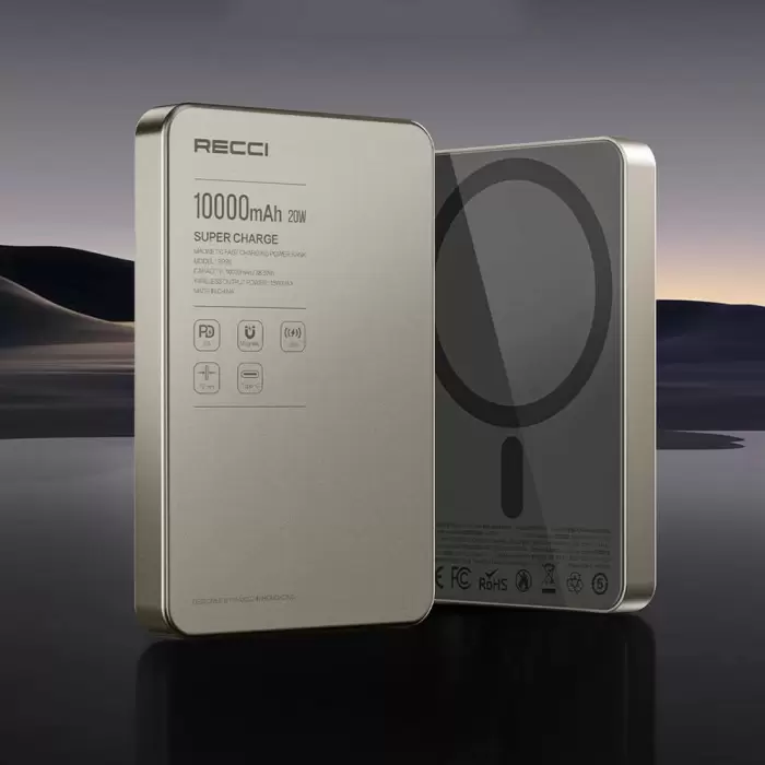 Recci Rp26 Pd 20w Ultra İnce Hızlı Şarj  Wireless Powerbank 15w 10000mah