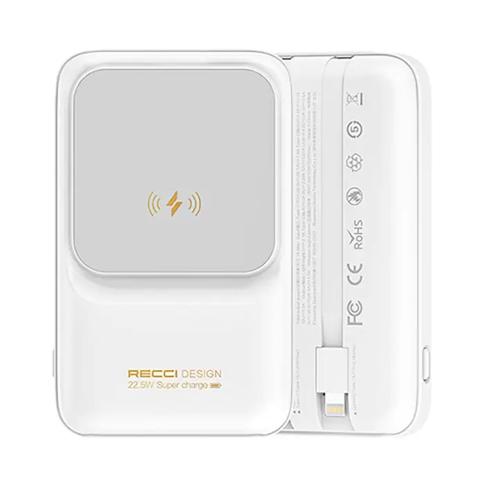 Recci Rpb-w10 Polaris Series Çift Kablolu Led Dijital Göstergeli Wireless Powerbank 15w 10000mah