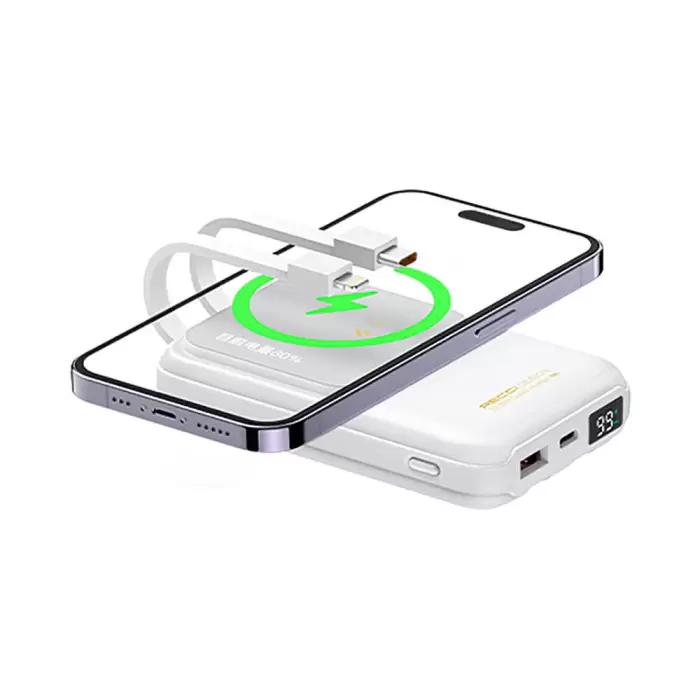 Recci Rpb-w10 Polaris Series Çift Kablolu Led Dijital Göstergeli Wireless Powerbank 15w 10000mah