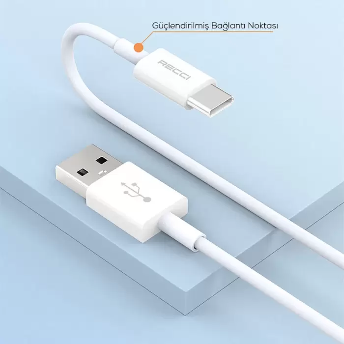 Recci Rs06c Usb-a To Type-c 3a Hızlı Şarj  Data Ve Şarj Kablosu 1m