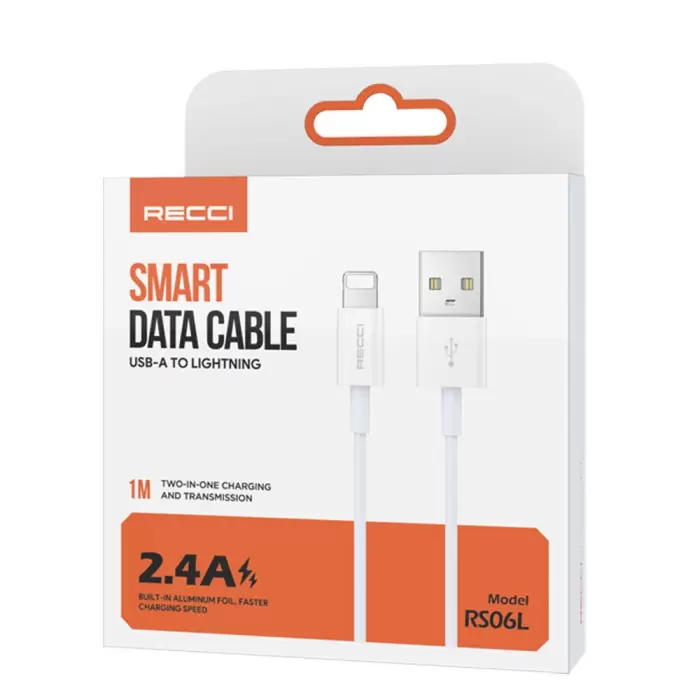 Recci Rs06l Usb-a To Lightning 2.4a Hızlı Şarj  Data Ve Şarj Kablosu 1m