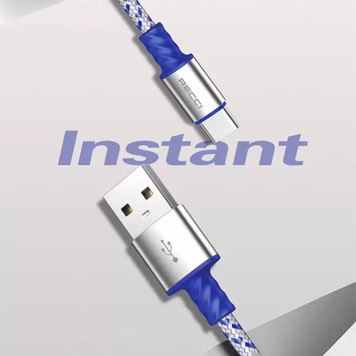 Recci Rtc-n32c Instant Series Usb-a To Type-c 3a Hızlı Şarj  Şarj Ve Data Kablosu 1m