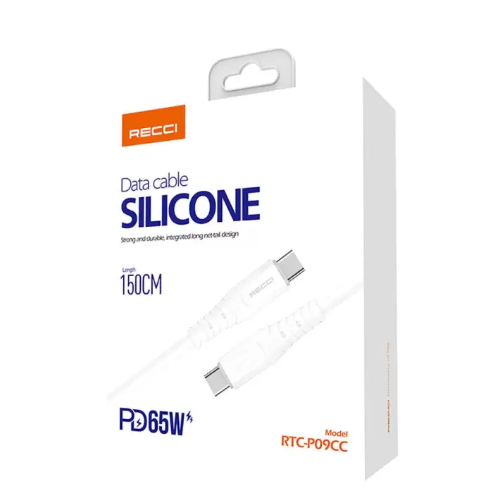 Recci Rtc-p09cc Silicone Series 65w Hızlı Şarj  Type-c To Type-c Pd Kablo 1.5m