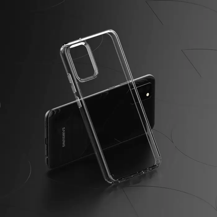 Samsung Galaxy A02S Coss Sert Darbe Emici Silikon Şeffaf Kamera Korumalı Arka Kapak
