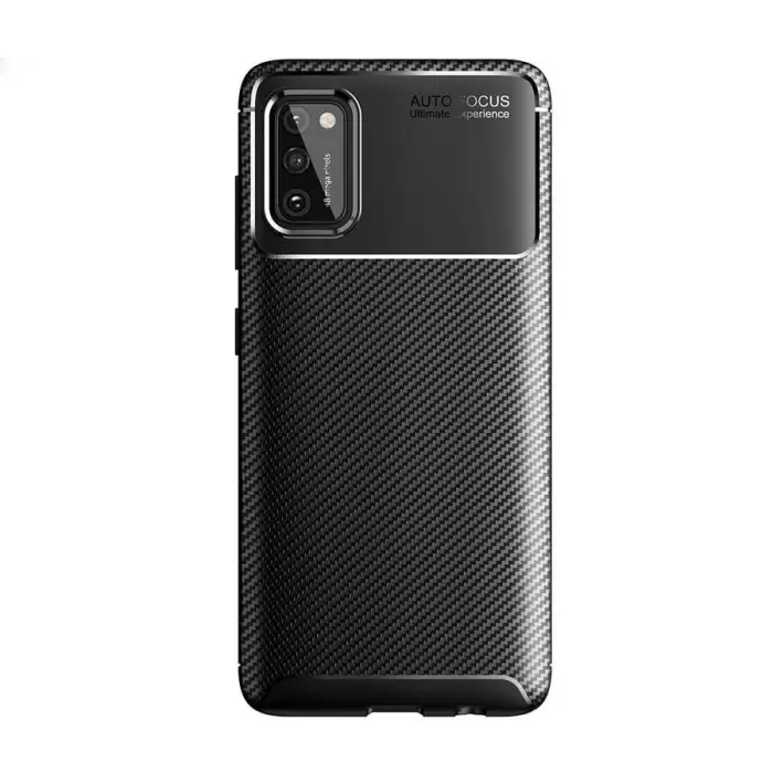 Samsung Galaxy A02S Kılıf Lopard Kamera Korumalı Karbon Desenli Negro Kapak Orijinal Yüzey Kılıf