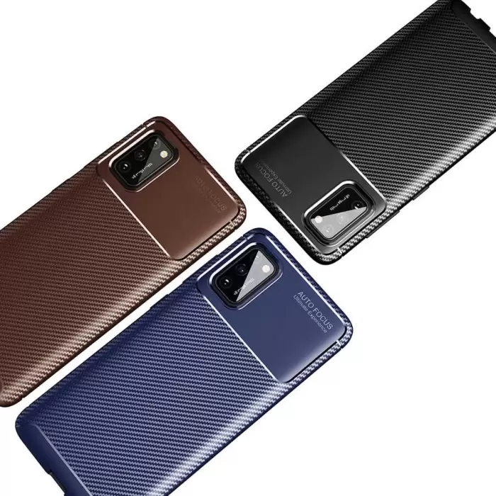 Samsung Galaxy A02S Kılıf Lopard Kamera Korumalı Karbon Desenli Negro Kapak Orijinal Yüzey Kılıf