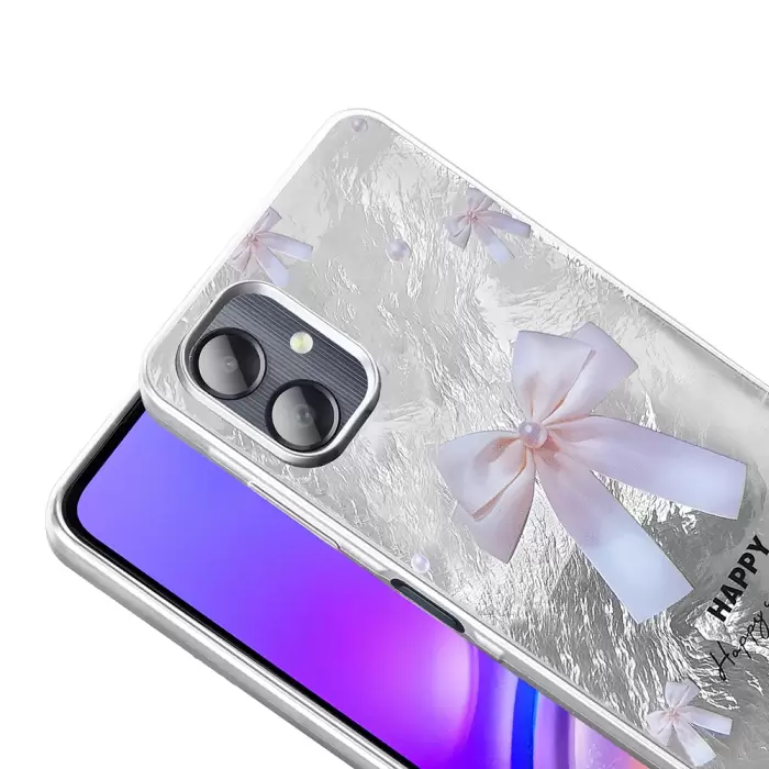 Samsung Galaxy A06 Kılıf Parlak Desenli Silikon Mep Kapak Telefon Kılıfı Leopar-Fiyonk-Geo Desenleriyle