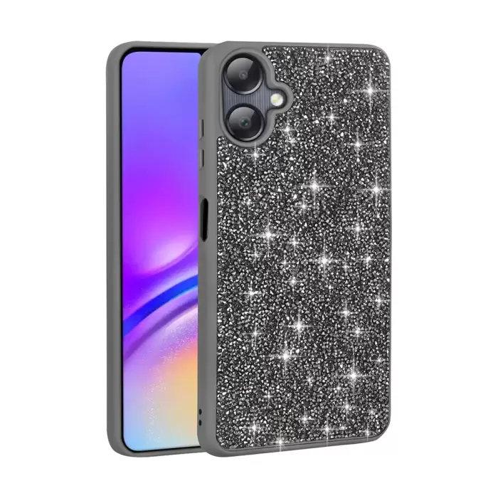 Samsung Galaxy A06 Kılıf Parlak Taşlı Tasarım Lopard Pırlanta Kapak