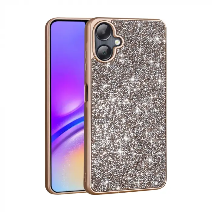 Samsung Galaxy A06 Kılıf Parlak Taşlı Tasarım Lopard Pırlanta Kapak