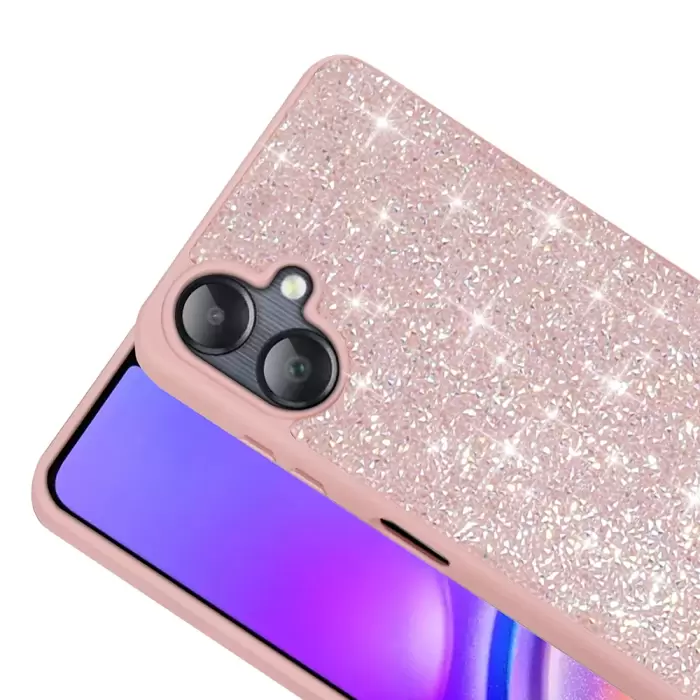 Samsung Galaxy A06 Kılıf Parlak Taşlı Tasarım Lopard Pırlanta Kapak