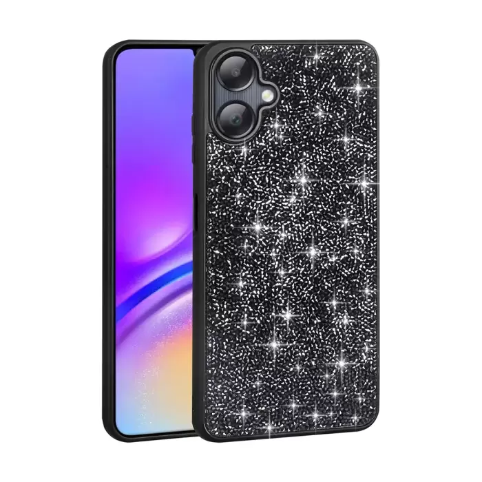 Samsung Galaxy A06 Kılıf Parlak Taşlı Tasarım Lopard Pırlanta Kapak