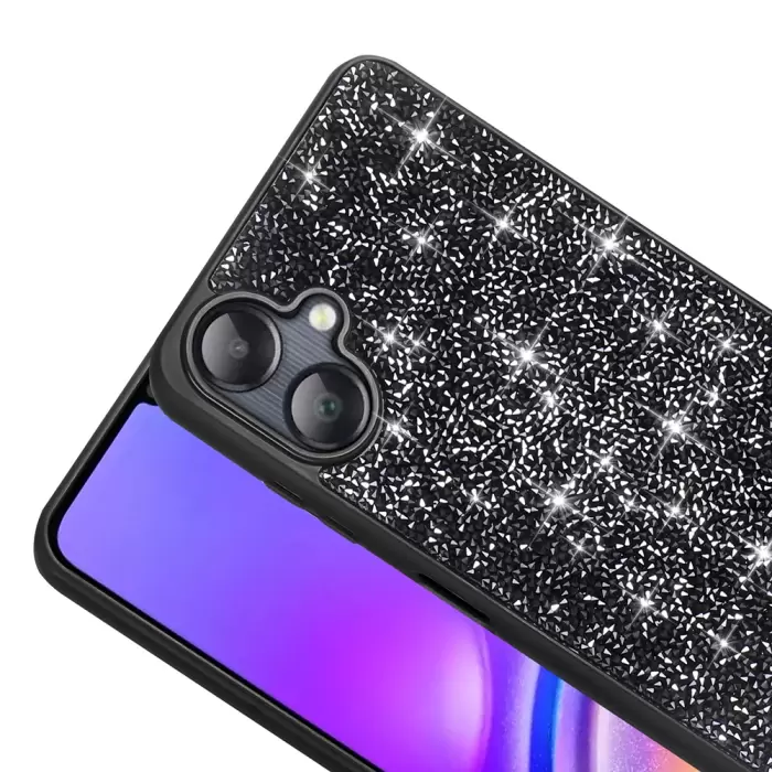 Samsung Galaxy A06 Kılıf Parlak Taşlı Tasarım Lopard Pırlanta Kapak