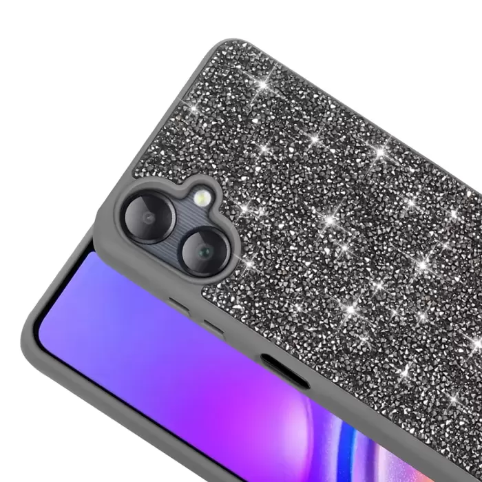 Samsung Galaxy A06 Kılıf Parlak Taşlı Tasarım Lopard Pırlanta Kapak
