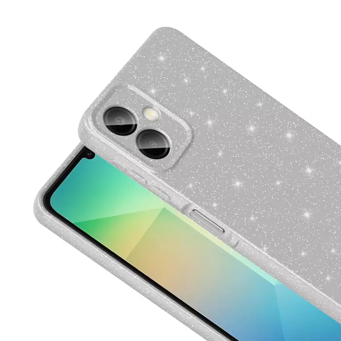 Samsung Galaxy A06 Kılıf Simli Işılıtılı Renkli Parlak Kamera Korumalı Silikon Kapak Koton