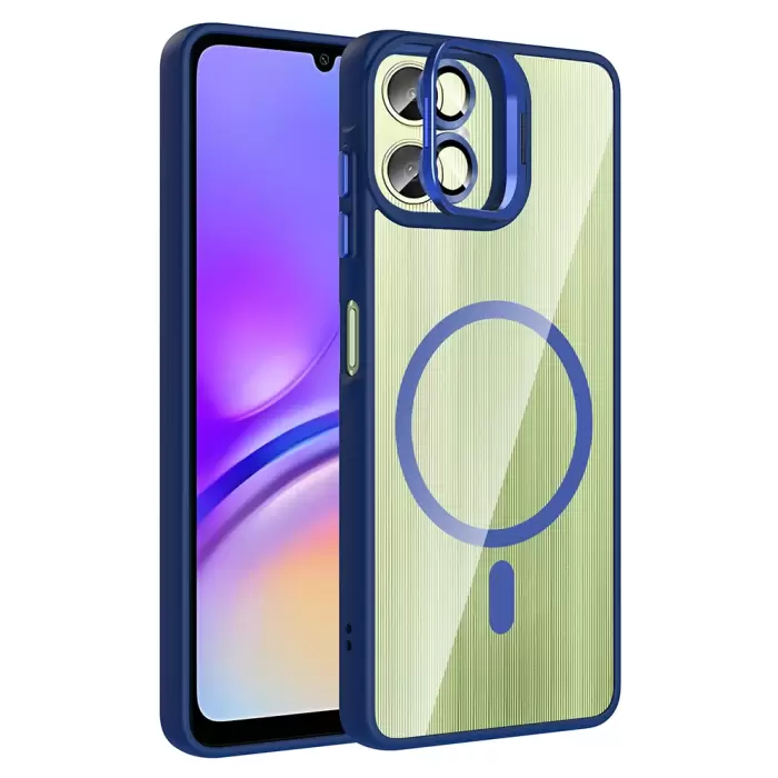 Samsung Galaxy A06 Kılıf Standlı Ve Kamera Lens Hediyeli M-safe Şarj Özellikli Lopard Etro Kapak