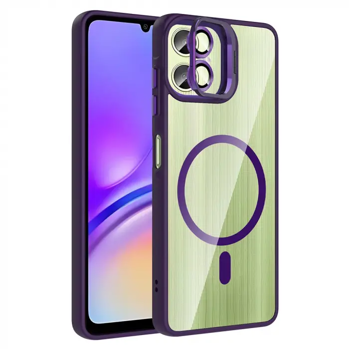 Samsung Galaxy A06 Kılıf Standlı Ve Kamera Lens Hediyeli M-safe Şarj Özellikli Lopard Etro Kapak