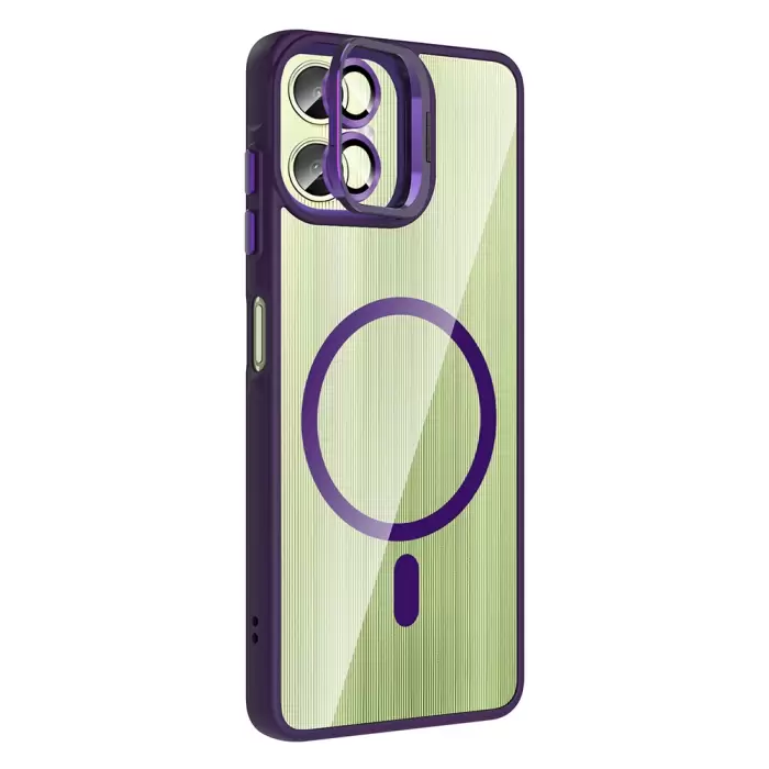 Samsung Galaxy A06 Kılıf Standlı Ve Kamera Lens Hediyeli M-safe Şarj Özellikli Lopard Etro Kapak