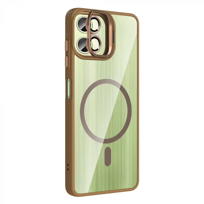 Samsung Galaxy A06 Kılıf Standlı Ve Kamera Lens Hediyeli M-safe Şarj Özellikli Lopard Etro Kapak