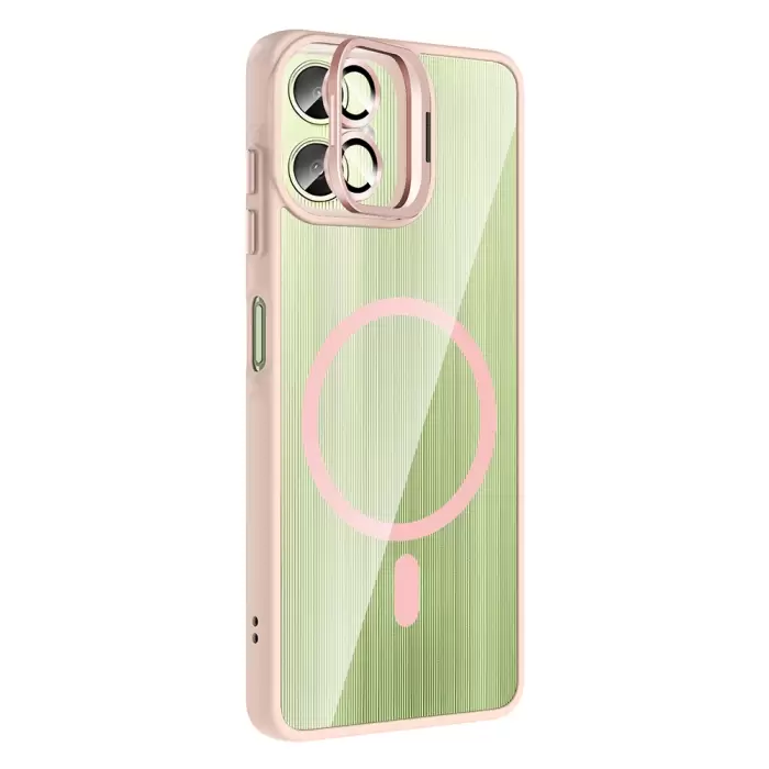 Samsung Galaxy A06 Kılıf Standlı Ve Kamera Lens Hediyeli M-safe Şarj Özellikli Lopard Etro Kapak