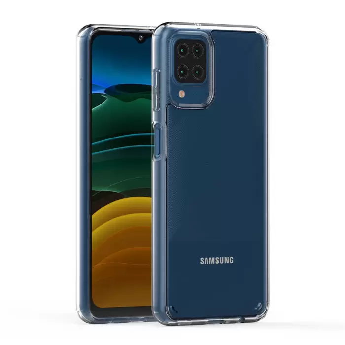 Samsung Galaxy A12 Coss Sert Darbe Emici Silikon Şeffaf Kamera Korumalı Arka Kapak