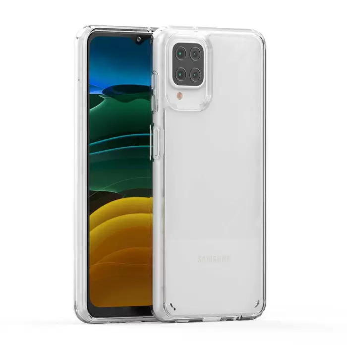 Samsung Galaxy A12 Coss Sert Darbe Emici Silikon Şeffaf Kamera Korumalı Arka Kapak
