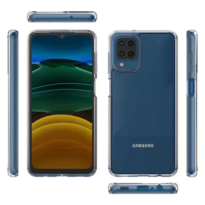 Samsung Galaxy A12 Coss Sert Darbe Emici Silikon Şeffaf Kamera Korumalı Arka Kapak