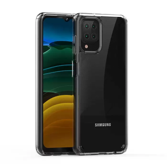 Samsung Galaxy A12 Coss Sert Darbe Emici Silikon Şeffaf Kamera Korumalı Arka Kapak