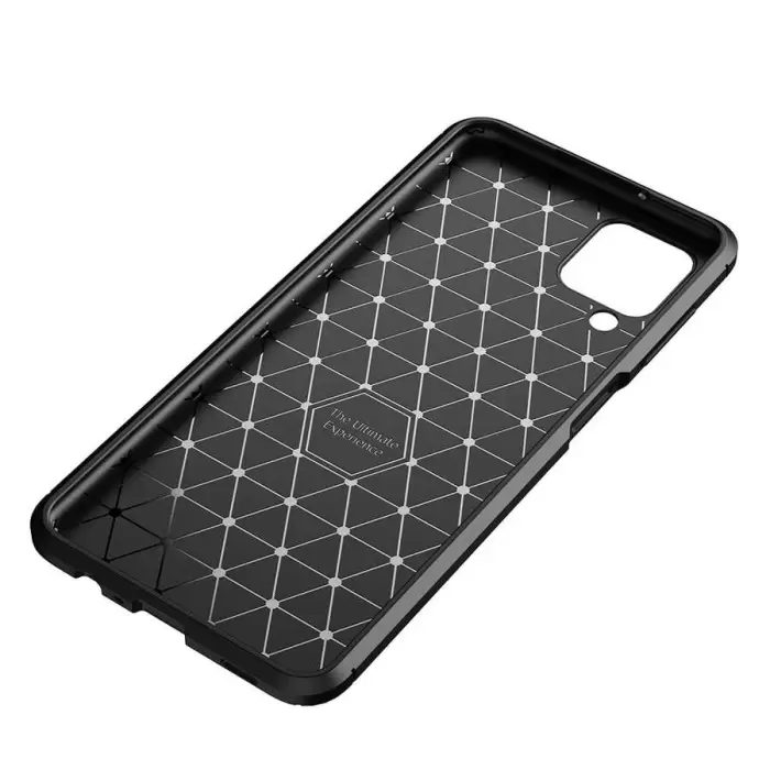 Samsung Galaxy A12 Kılıf Lopard Kamera Korumalı Karbon Desenli Negro Kapak Orijinal Yüzey Kılıf