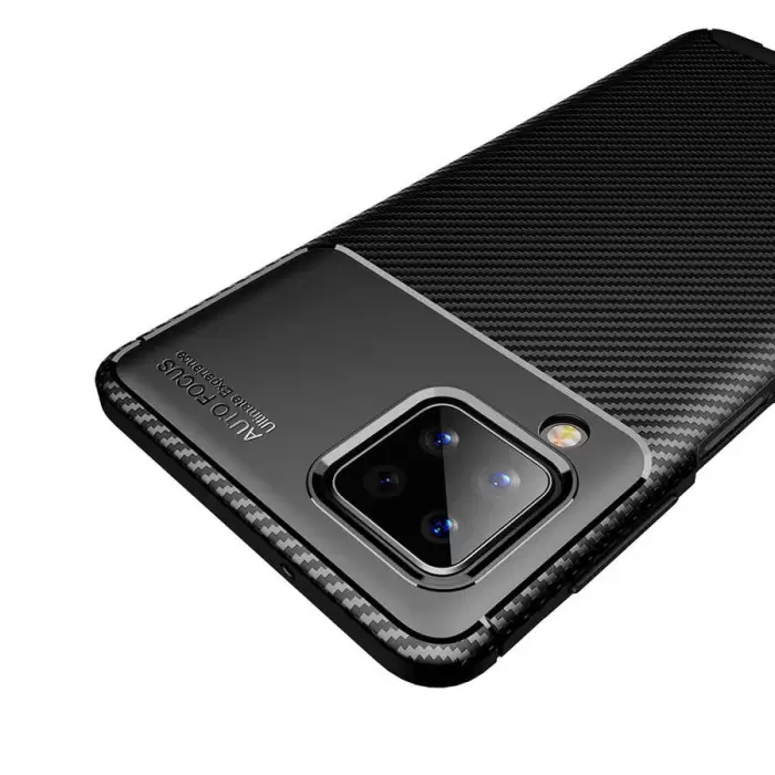 Samsung Galaxy A12 Kılıf Lopard Kamera Korumalı Karbon Desenli Negro Kapak Orijinal Yüzey Kılıf