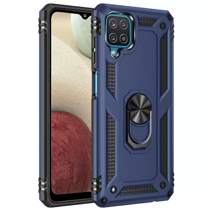 Samsung Galaxy A12 Kılıf Lopard Kamera Korumalı Sürgülü Yüzüklü Orjinal Tasarım Armor Vega