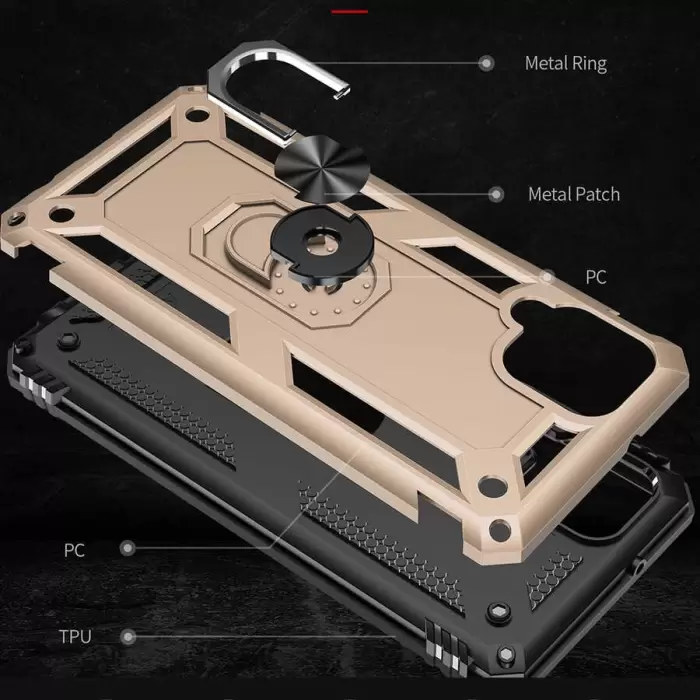 Samsung Galaxy A12 Kılıf Lopard Kamera Korumalı Sürgülü Yüzüklü Orjinal Tasarım Armor Vega