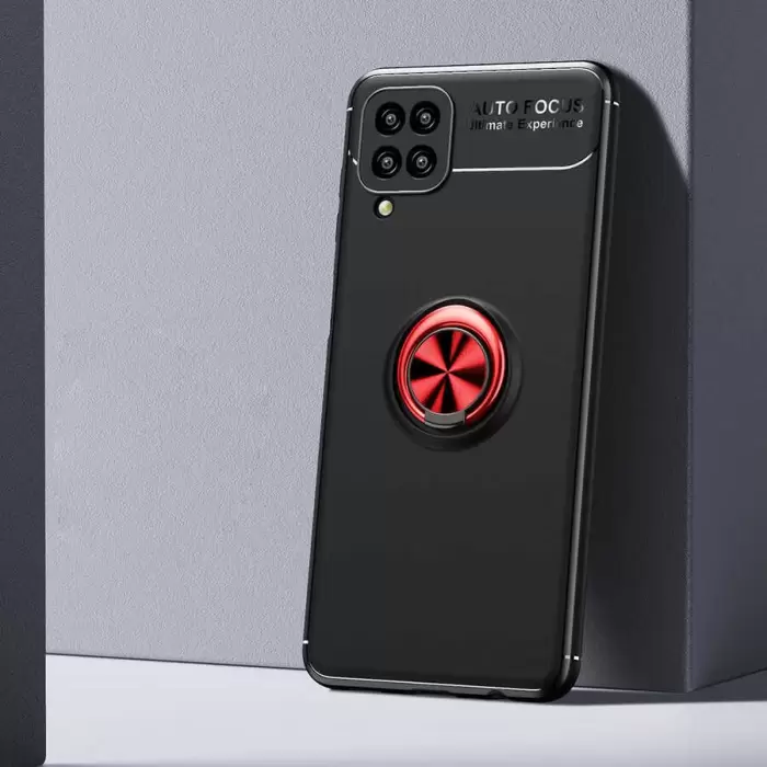 Samsung Galaxy A12 Kılıf Lopard Kamera Korumalı Yüzüklü Standlı Koruyucu Orjinal Kalite Ravel