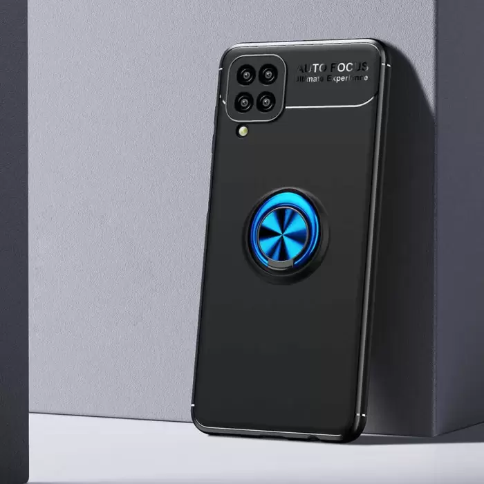 Samsung Galaxy A12 Kılıf Lopard Kamera Korumalı Yüzüklü Standlı Koruyucu Orjinal Kalite Ravel