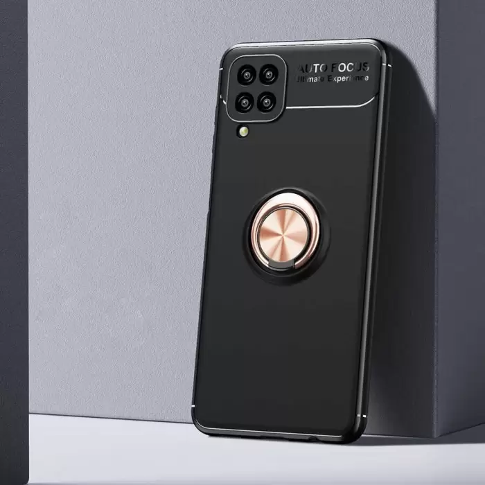 Samsung Galaxy A12 Kılıf Lopard Kamera Korumalı Yüzüklü Standlı Koruyucu Orjinal Kalite Ravel