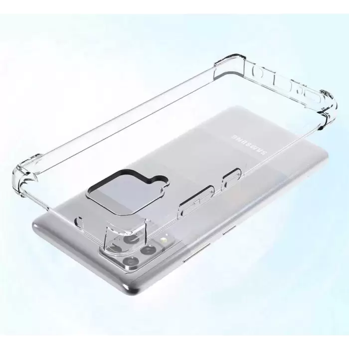 Samsung Galaxy A12 Kılıf Lopard Nitro Antishock Köşe Koruma Darbe Emici Şeffaf Orjinal Doku Silikon