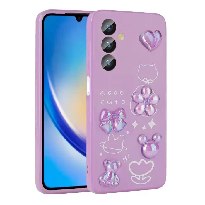 Samsung Galaxy A14 5G Kılıf Kabartma Figürlü Parlak Lopard Toys Silikon Kapak